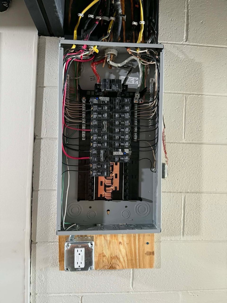 Finished electrical work by Full Circuit Electrical Solutions.