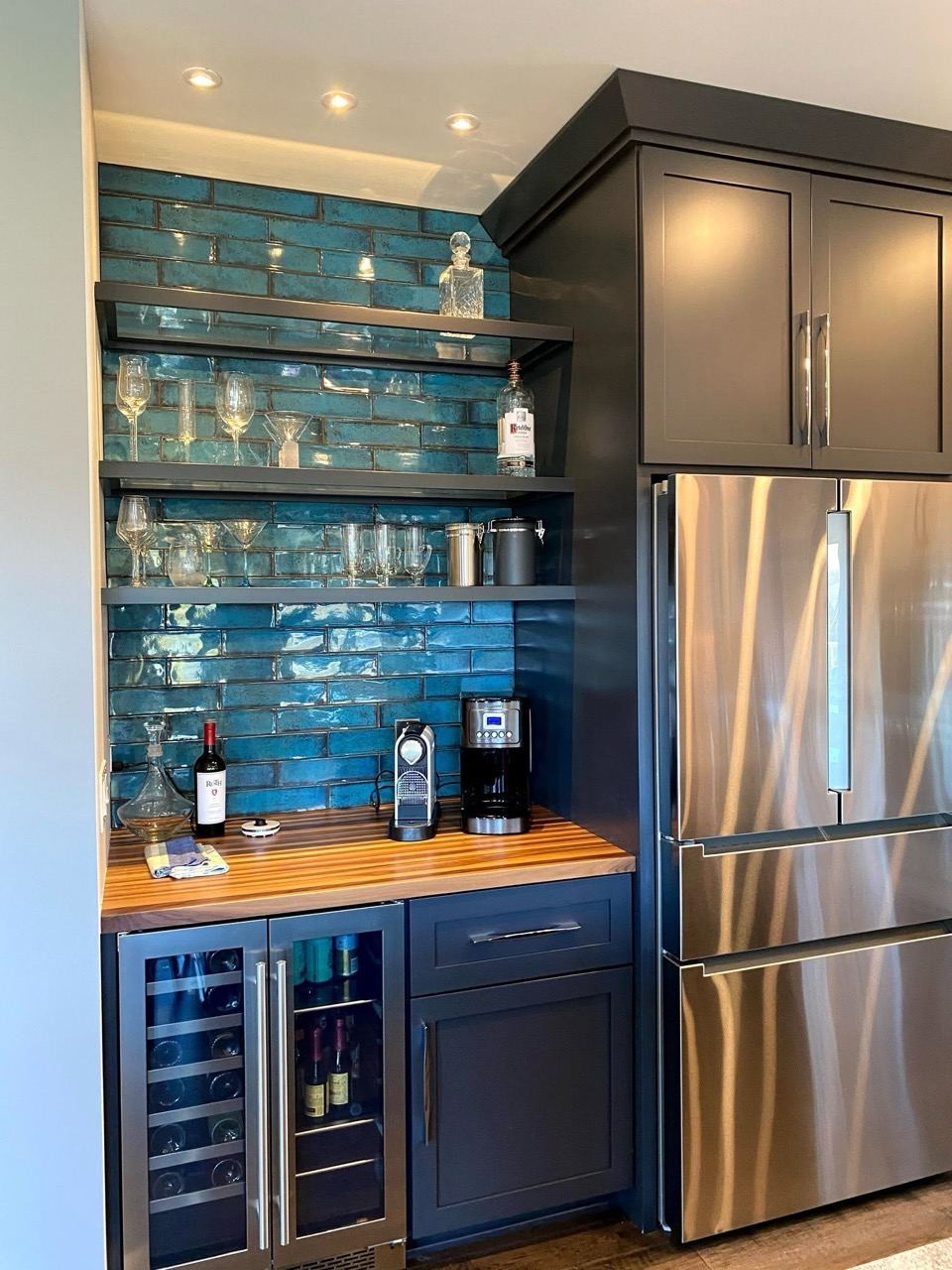 Under-cabinet and display lighting in a finished beverage bar